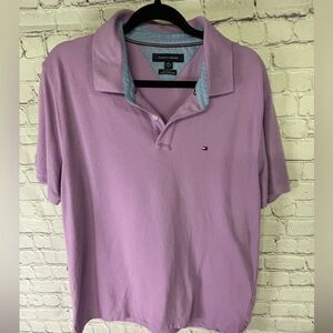 Tommy Hilfiger Classic Preppy Custom Fit Purple Pique Polo Short Sleeve Shirt XL
